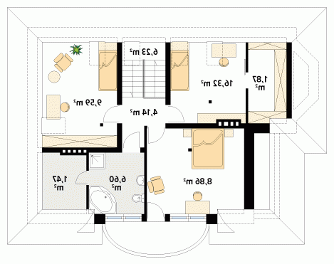 Rzut projektu Aria 8 - wersja lustrzana