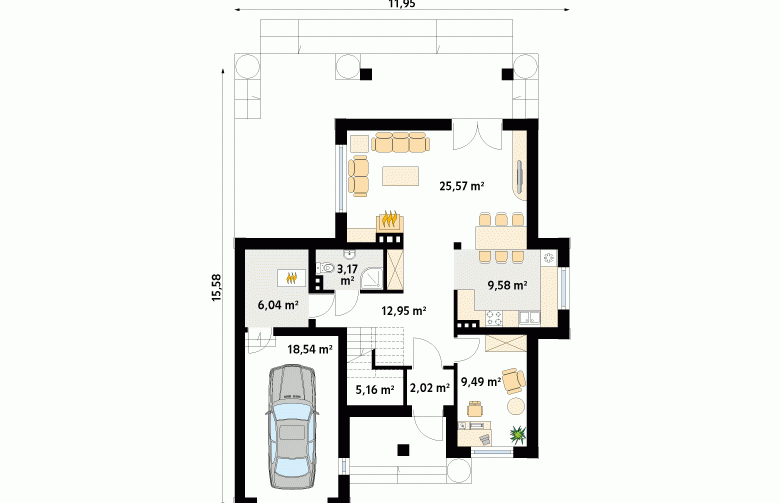 Projekt domu szkieletowego Cyprys - 