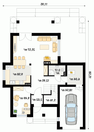 Rzut projektu Cyprys - wersja lustrzana