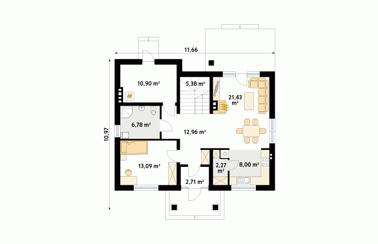 Projekt domu parterowego Dudek 2 - 