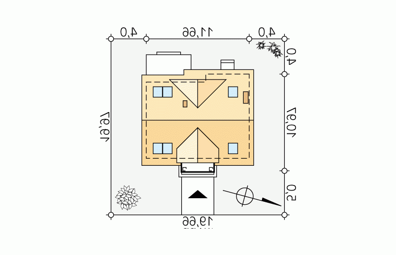 Projekt domu parterowego Dudek 2 - Usytuowanie - wersja lustrzana