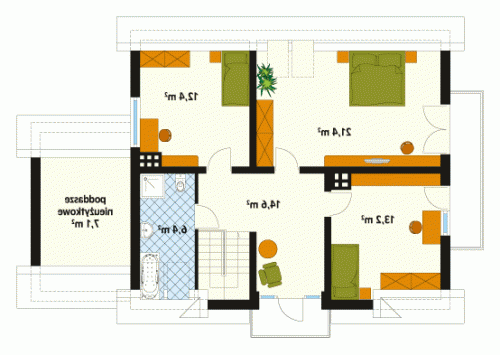 Rzut projektu Hiacynt 2 - wersja lustrzana