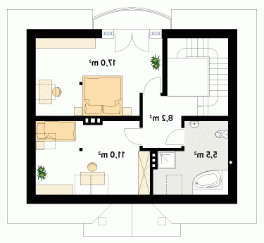 Rzut projektu Szafran 2 - wersja lustrzana