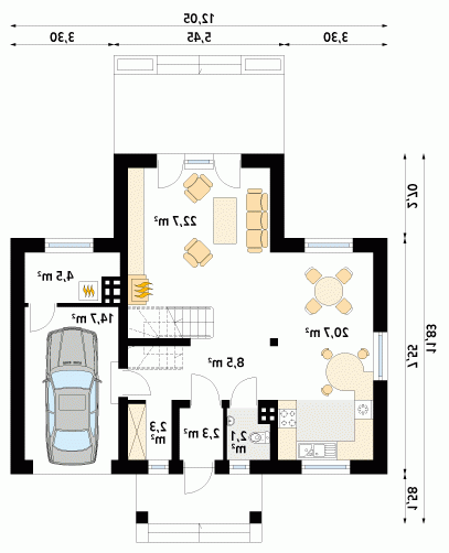 Rzut projektu Alka - wersja lustrzana