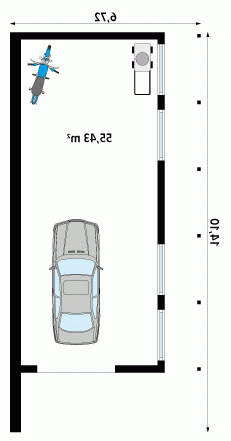 Rzut projektu Garaż G13 - wersja lustrzana