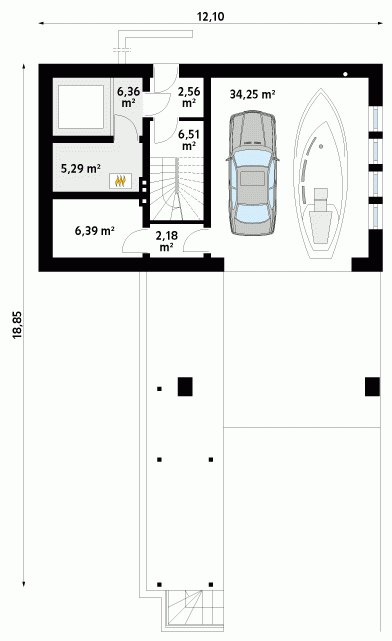 Rzut projektu Garaż G14