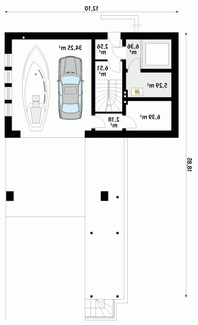 Rzut projektu Garaż G14 - wersja lustrzana