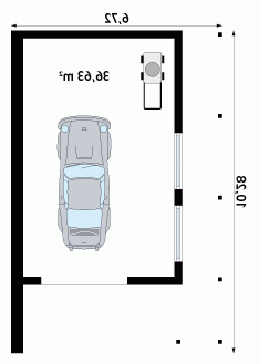 Rzut projektu Garaż G11 - wersja lustrzana