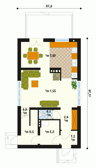 Rzut projektu Wrzos - wersja lustrzana