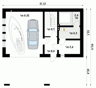 Rzut projektu Rybitwa - wersja lustrzana