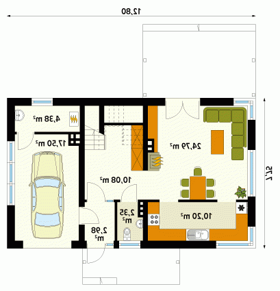 Rzut projektu Magnolia 3 - wersja lustrzana