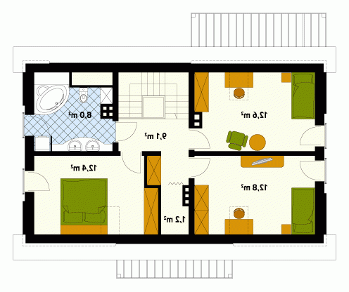 Rzut projektu Magnolia 2 - wersja lustrzana