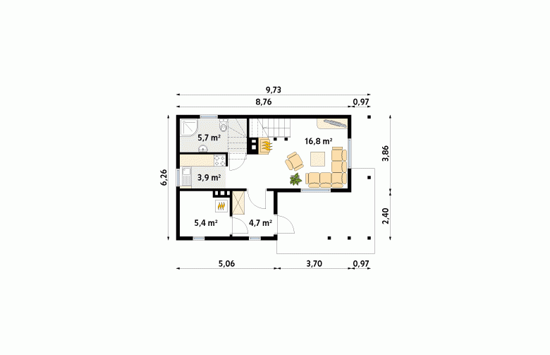 Projekt domu z bala Biedronka 2 dr-S - 