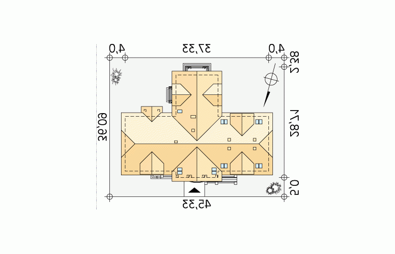 Projekt dworku Gościniec - Usytuowanie - wersja lustrzana