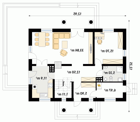 Rzut projektu Talar - wersja lustrzana