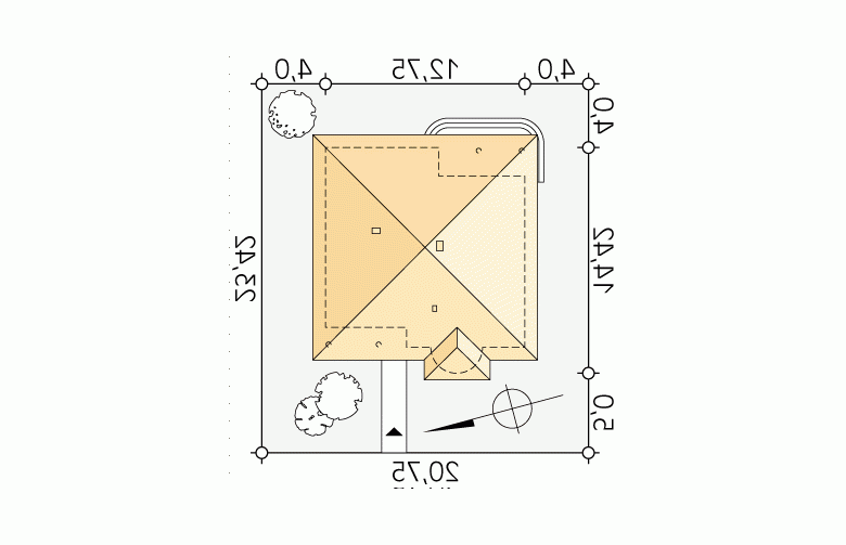 Projekt domu dwurodzinnego Zośka - Usytuowanie - wersja lustrzana