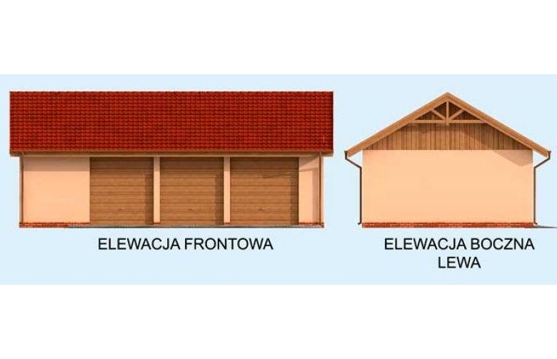 Projekt garażu G261 garaż trzystanowiskowy - elewacja 1