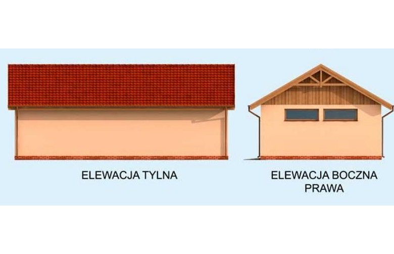 Projekt garażu G261 garaż trzystanowiskowy - elewacja 2