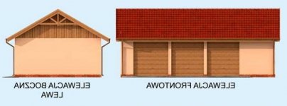 Elewacja projektu G261 garaż trzystanowiskowy - 1 - wersja lustrzana