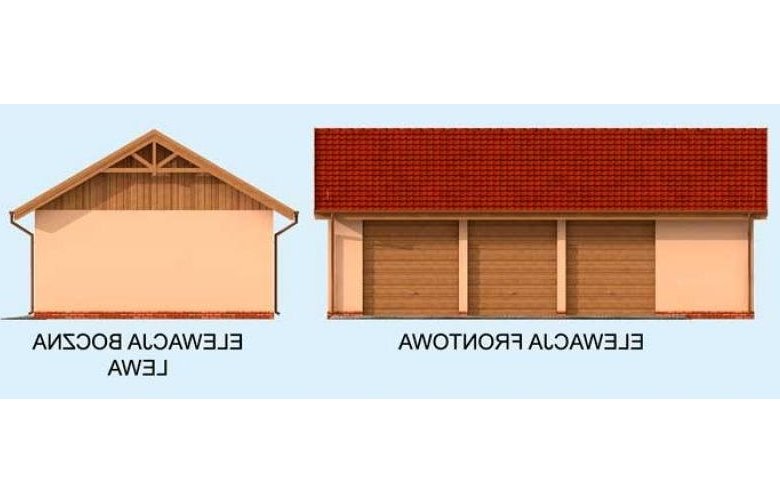 Projekt garażu G261 garaż trzystanowiskowy - elewacja 1