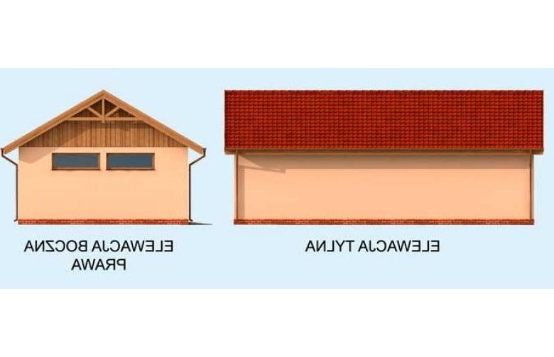 Projekt garażu G261 garaż trzystanowiskowy - elewacja 2