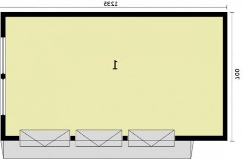 RZUT PRZYZIEMIA G261 garaż trzystanowiskowy - wersja lustrzana