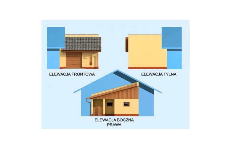 Projekt garażu GP9 garaż dostawiany - elewacja 1