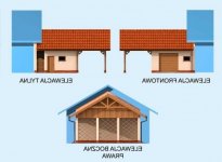 Elewacja projektu GP10 garaż dostawiany jednostanowiskowy z pomieszczeniem gospodarczym i wiatą - 1 - wersja lustrzana