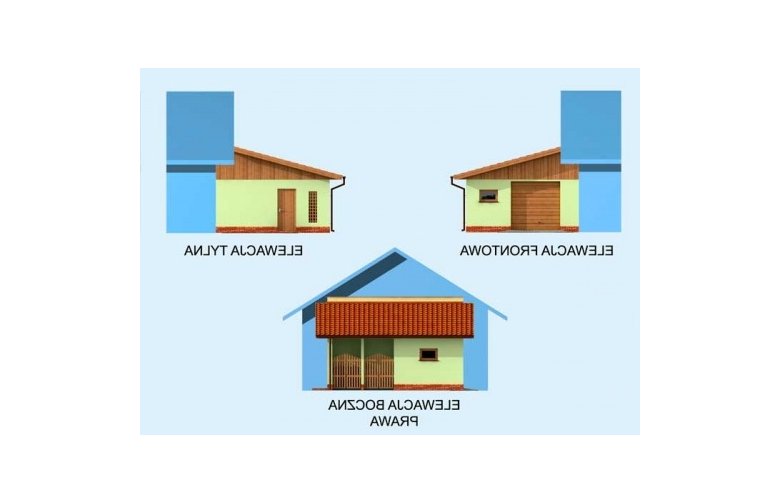 Projekt garażu GP11 garaż dostawiany jednostanowiskowy - elewacja 1