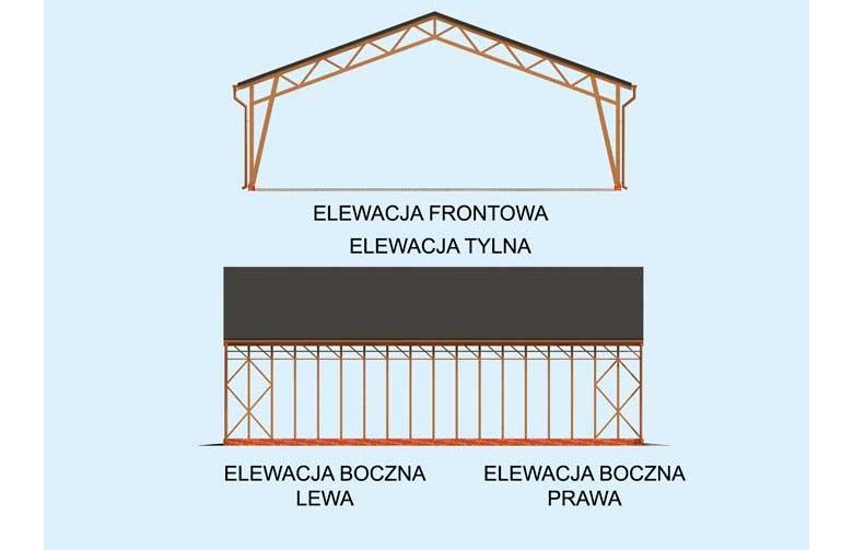 Projekt garażu G263 Wiata garażowa - elewacja 1