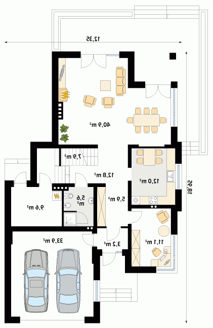 Rzut projektu Aplauz 2 - wersja lustrzana