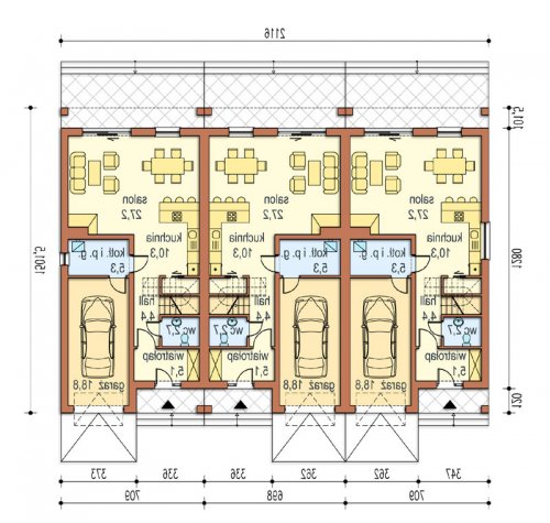 Rzut projektu Ester szereg - wersja lustrzana