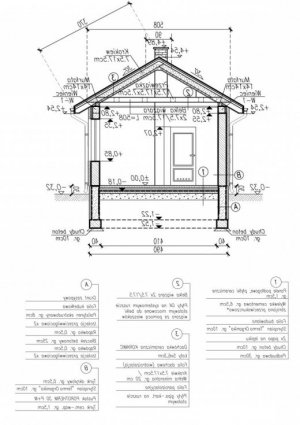 Przekrój projektu AMADORA dom letniskowy na zgłoszenie do 35m2 w wersji lustrzanej