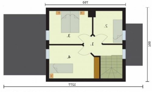 RZUT PODDASZA ORLEAN 3 dom letniskowy z poddaszem - wersja lustrzana