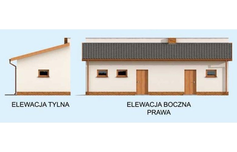 Projekt garażu G1m bis 2 garaż jednostanowiskowy - elewacja 2