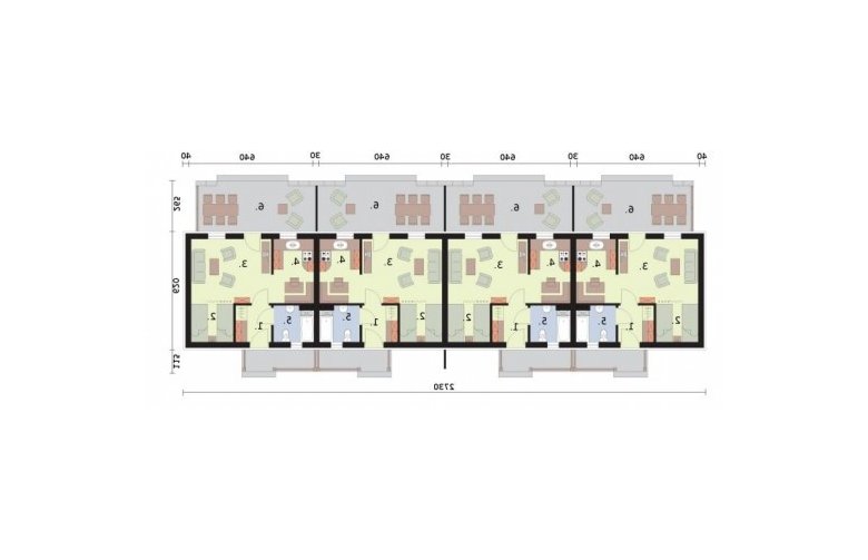 Projekt domu letniskowego Riobamba 2 dom letniskowy (zabudowa szeregowa) - rzut przyziemia