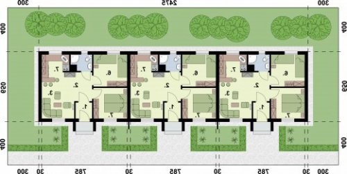 RZUT PRZYZIEMIA TORONTO 2 dom letniskowy (zabudowa szeregowa) - wersja lustrzana