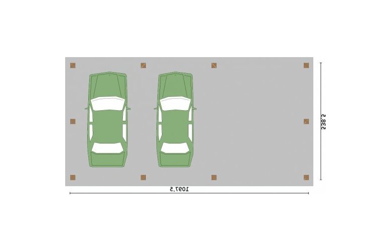 Projekt garażu G265 wiata garażowa - rzut przyziemia