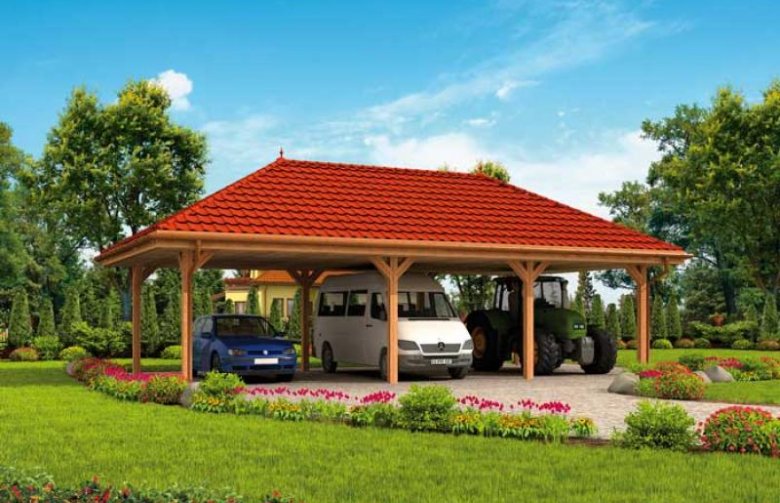Projekt garażu G265 wiata garażowa