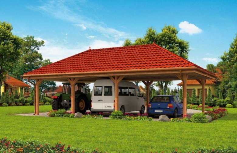 Projekt garażu G265 wiata garażowa