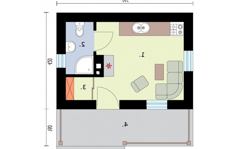 Projekt domu letniskowego HAGA dom letniskowy na zgłoszenie do 35m2 - rzut przyziemia