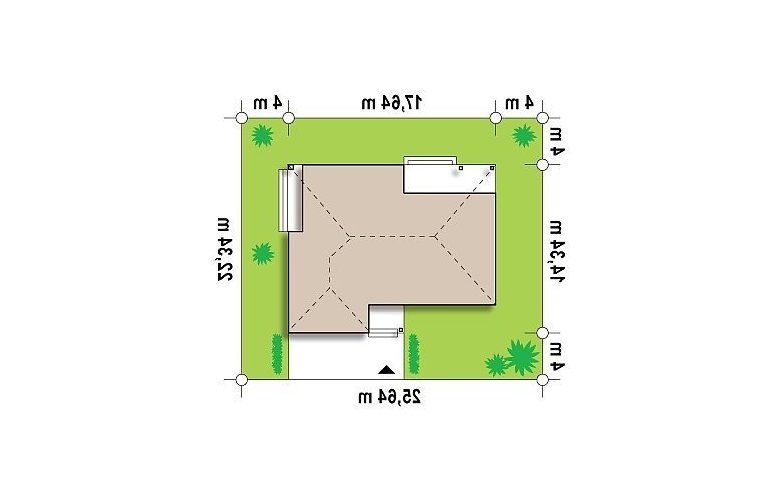 Projekt domu parterowego Z152 - Usytuowanie - wersja lustrzana