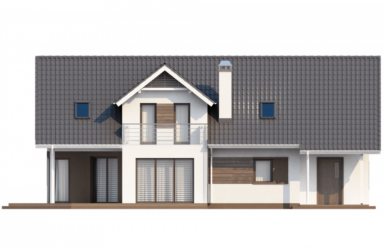 Projekt domu z poddaszem Z160 - elewacja 2