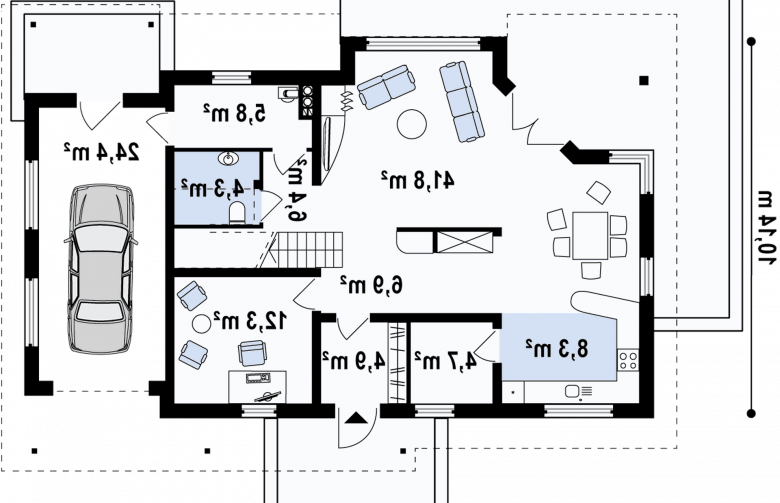 Projekt domu z poddaszem Z160 - rzut parteru