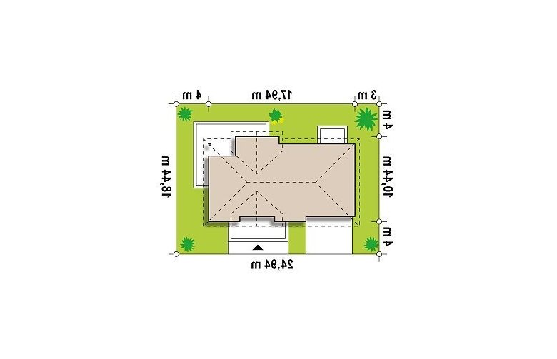 Projekt domu z poddaszem Z171 - Usytuowanie - wersja lustrzana