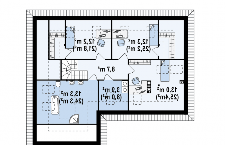 Projekt domu z poddaszem Z173 - rzut poddasza