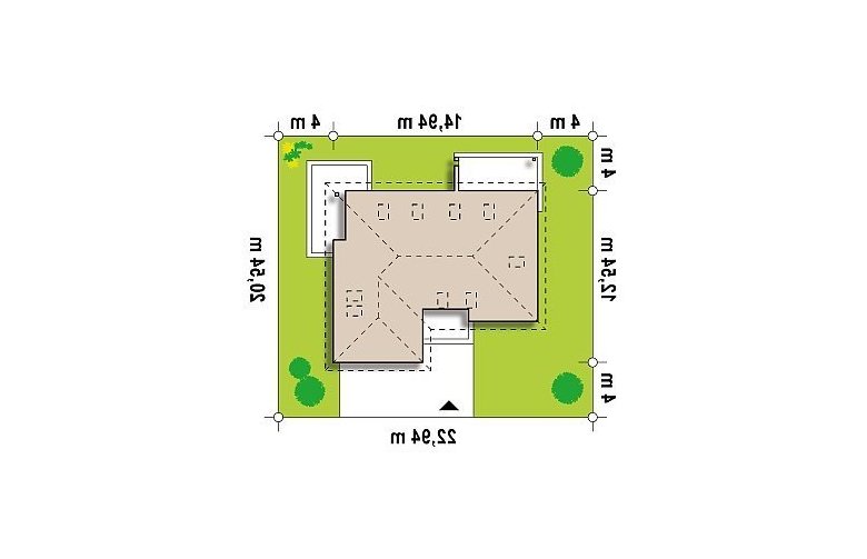 Projekt domu z poddaszem Z173 - Usytuowanie - wersja lustrzana