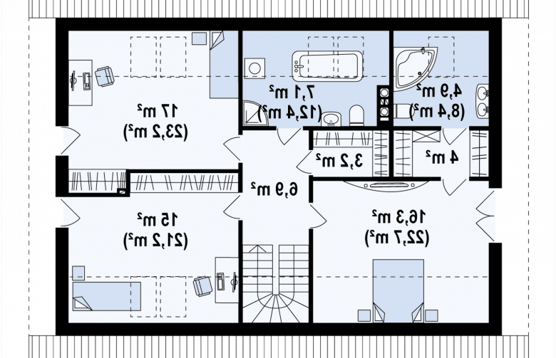 Projekt domu z poddaszem Z188 - rzut poddasza