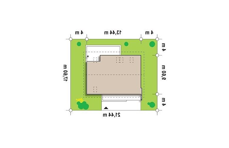 Projekt domu z poddaszem Z188 - Usytuowanie - wersja lustrzana