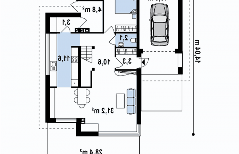 Projekt domu piętrowego Zx25 - rzut parteru